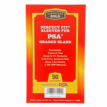 Load image into Gallery viewer, Perfect Fit Sleeves by CBG - for PSA slabs w/ PSA logo 50pk.